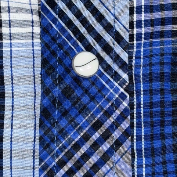 Cowboy Legend Mens Sz‎ XL Country Western Shirt Pearl Snap Navy/White Plaid - Picture 6 of 10